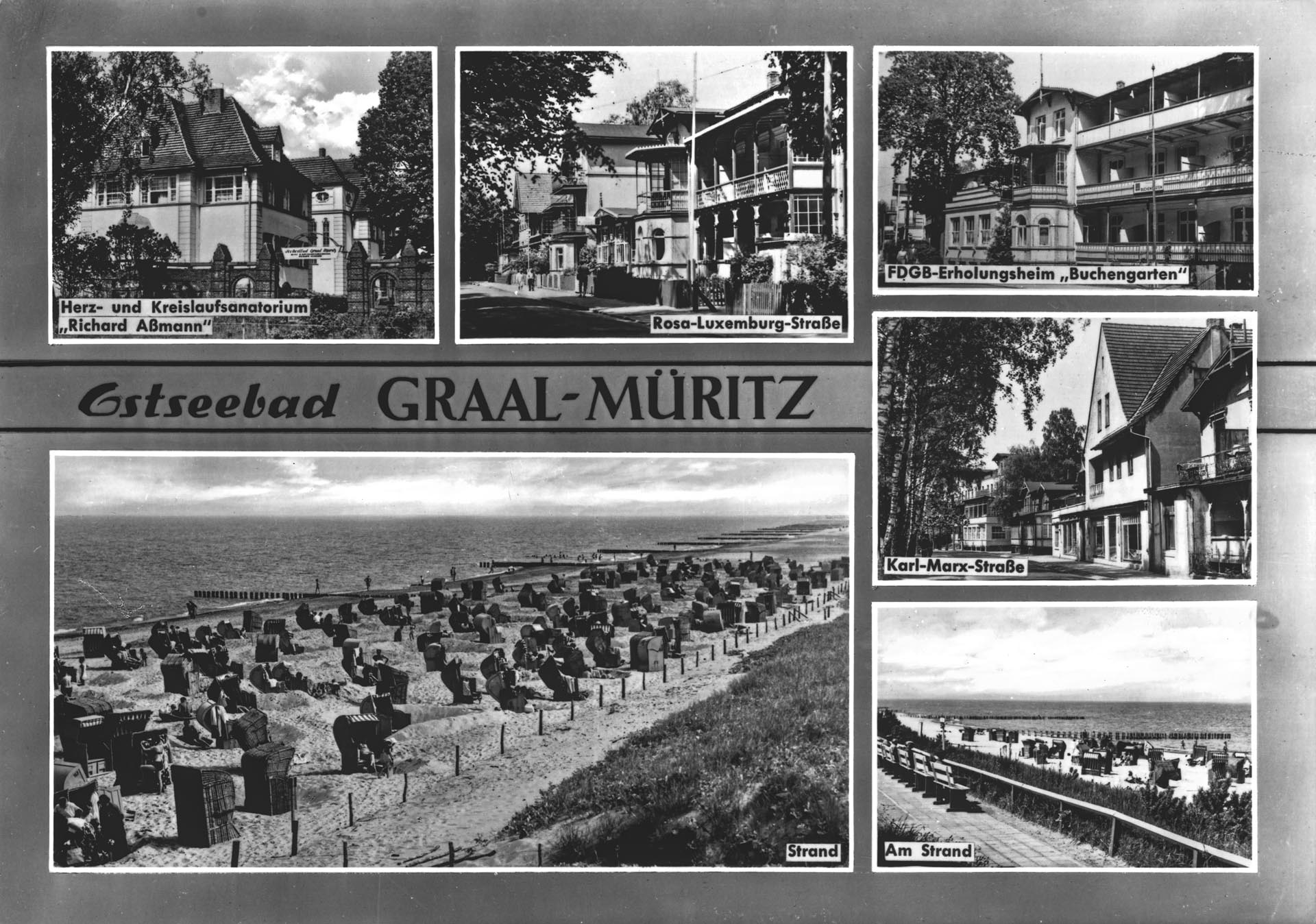 Graal-Müritz - Sanatorium Rosa-Luxemburg-Straße - FDGB Erholungsheim - Karl-Marx-Straße - Strand Graal-Müritz - Sanatorium Rosa-Luxemburg-Straße - FDGB Erholungsheim - Karl-Marx-Straße - Strand